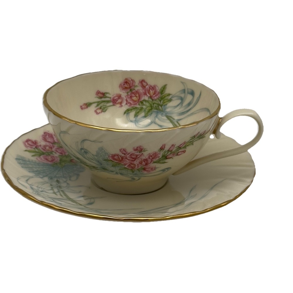 Vtg Lenox Fine China Rose Bouquet Ltd Edition 1987 Tea Cup & Saucer Mothers‎ Day